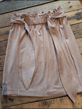 Dynamite Mini Paperbag Waist Skirt in Creamy Tan